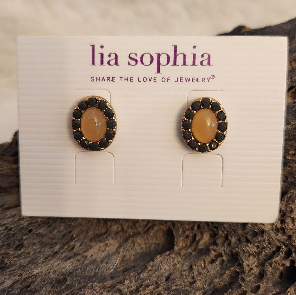 NWOT Lia Sophia yellow and Burgundy cut crystal earrings